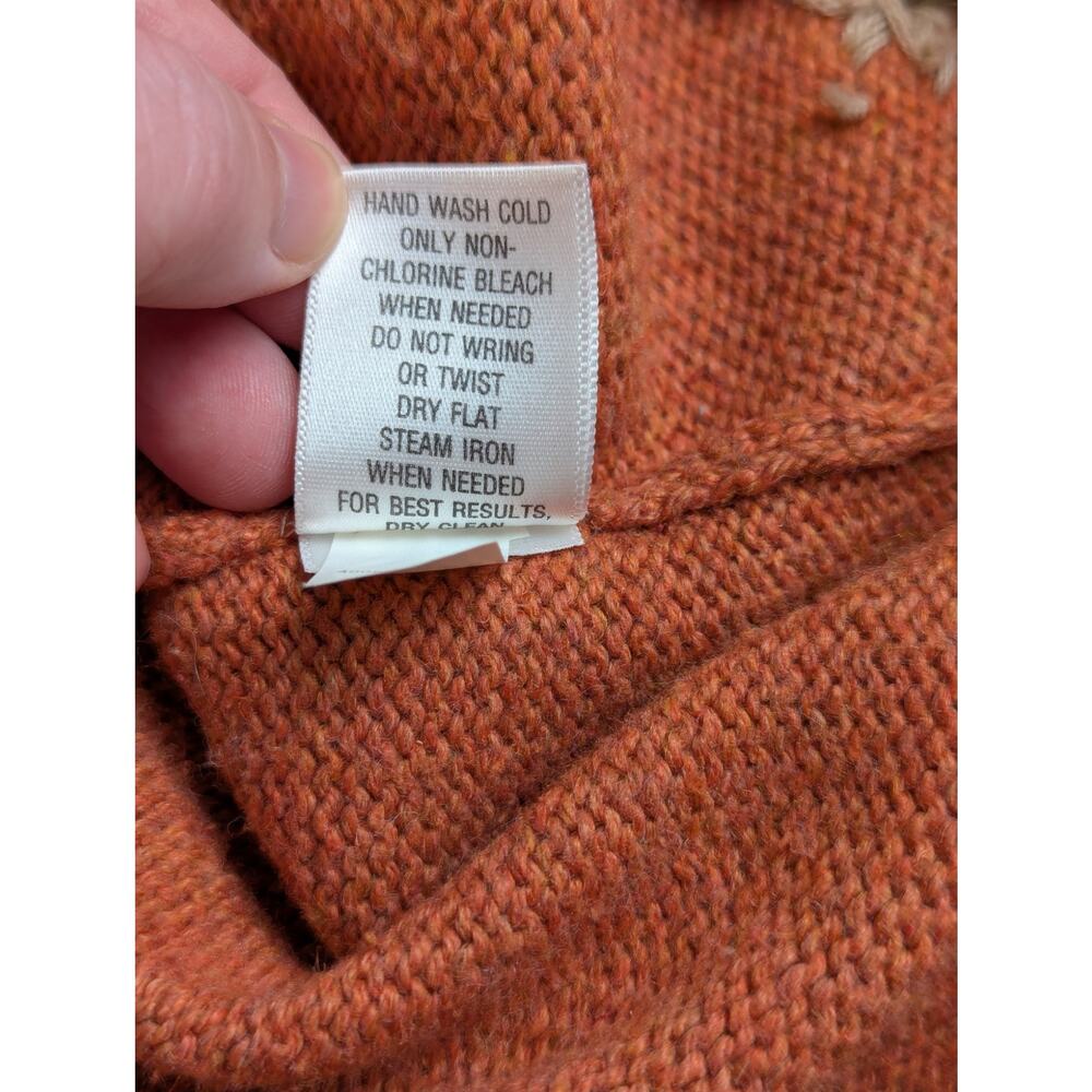 Embroidered Floral Cardigan Sweater Orange Zip Autumn Granny Cottage Womens XL - Picture 6 of 8